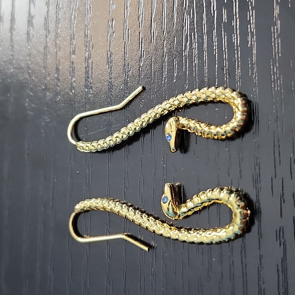 Snake Earrings - Goldtone